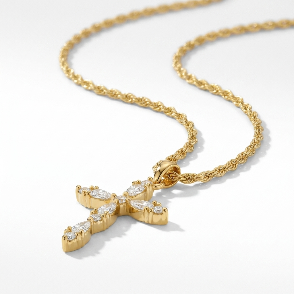 Marquise Gold Cross Necklace Margot