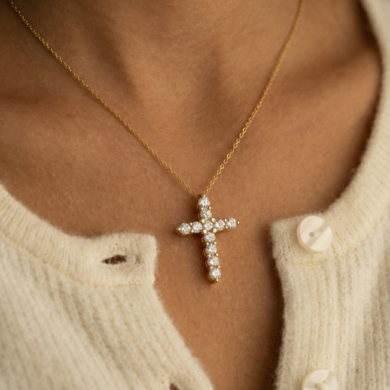 Minimalist Gold Cross Necklace Margot