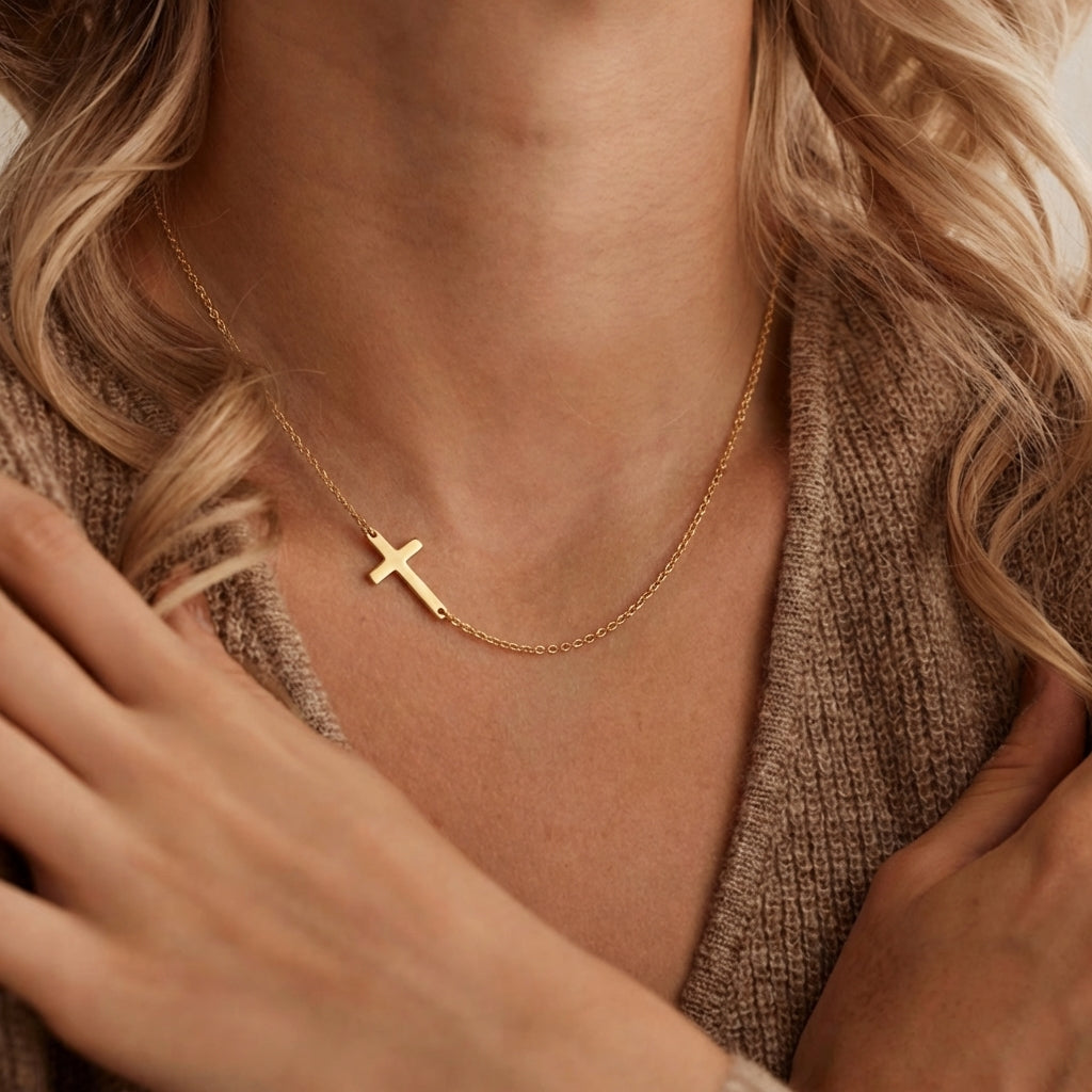 Modern Gold Cross Necklace Margot