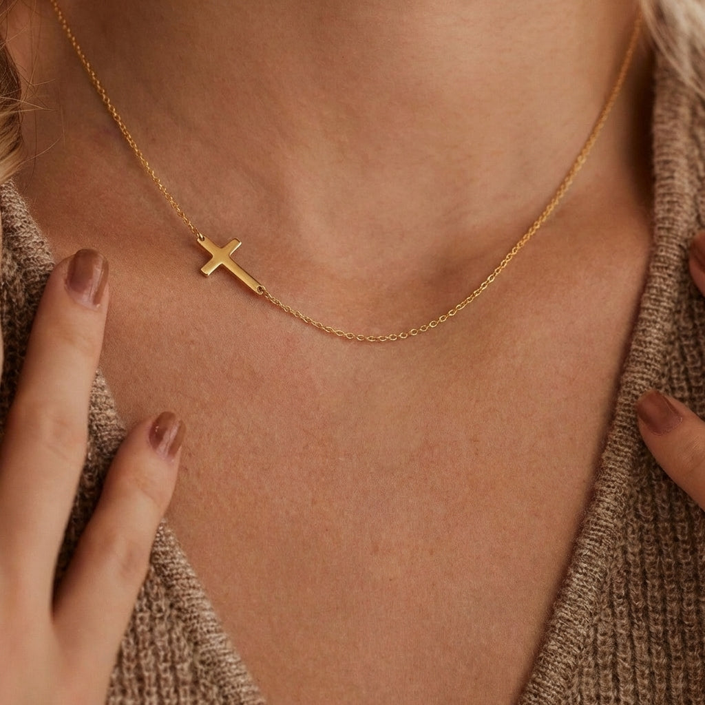 Modern Gold Cross Necklace Margot