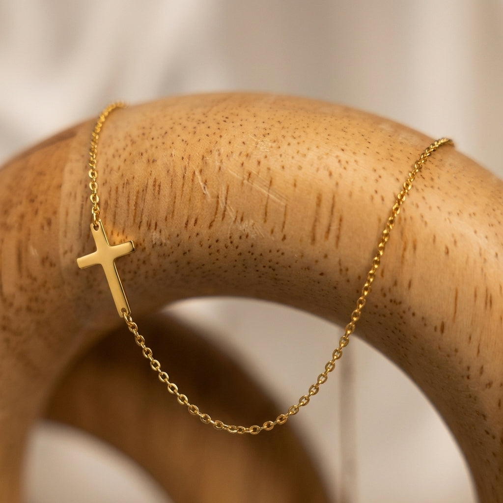 Modern Gold Cross Necklace Margot