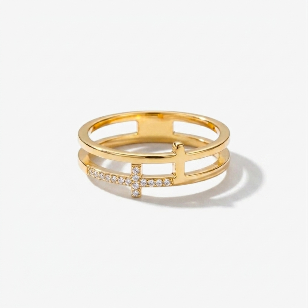Modern Gold Cross Ring Margot