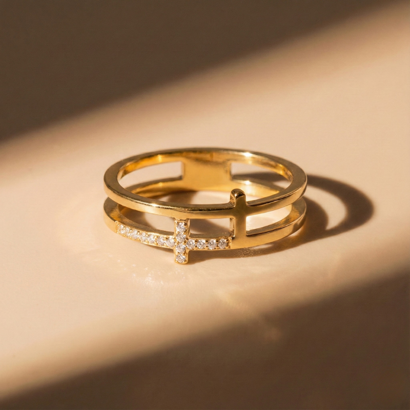 Modern Gold Cross Ring Margot