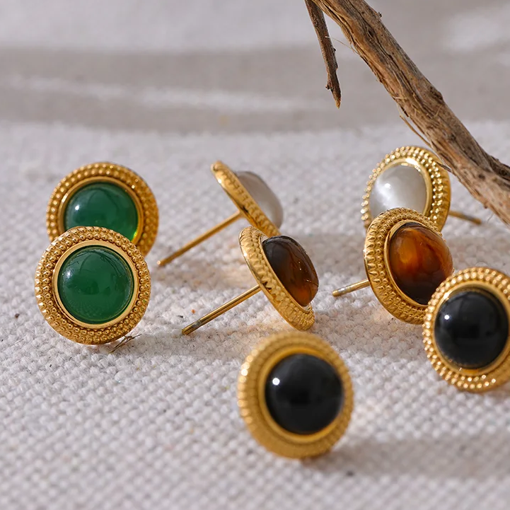 Natural Stone Gold Earrings Margot