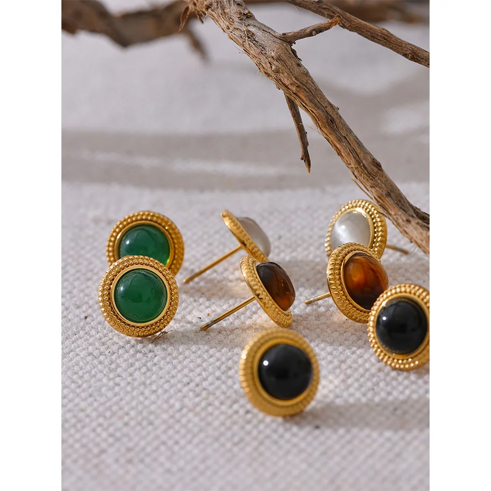 Natural Stone Gold Earrings Margot
