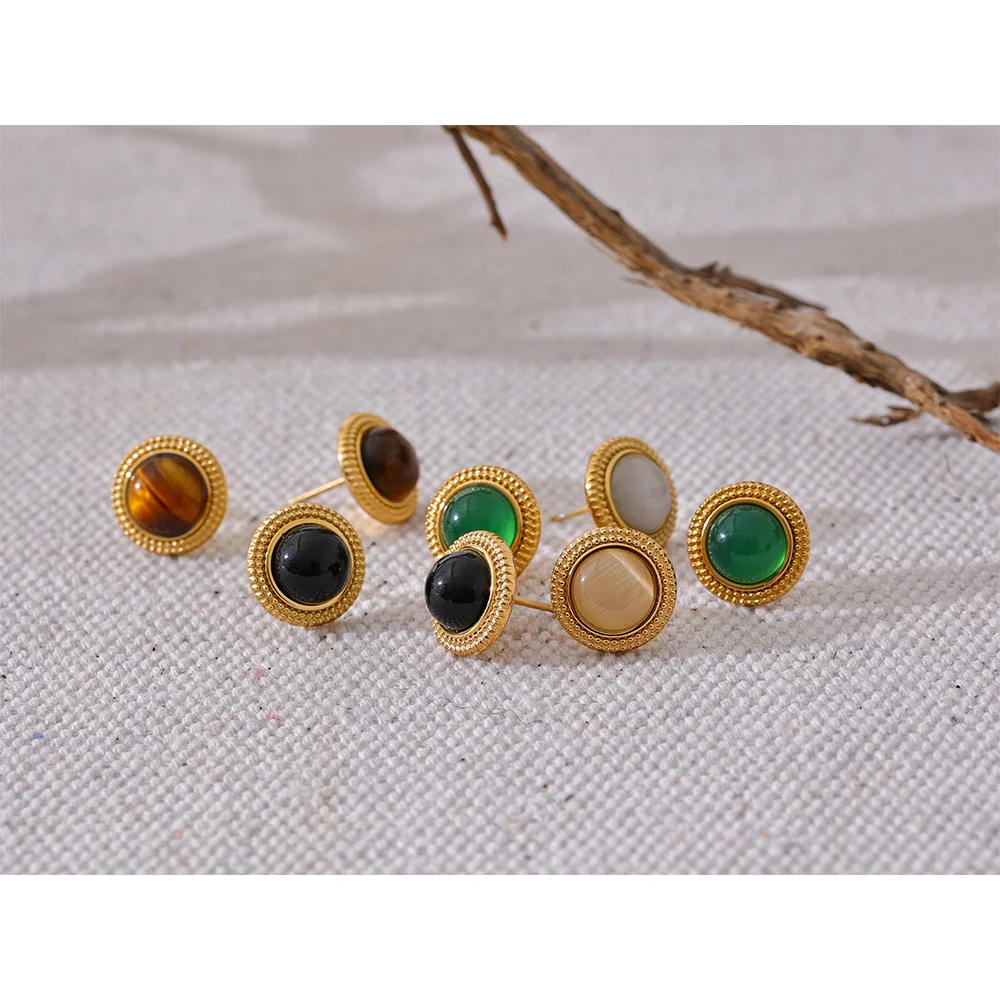 Natural Stone Gold Earrings Margot