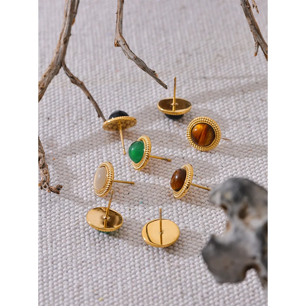 Natural Stone Gold Earrings Margot