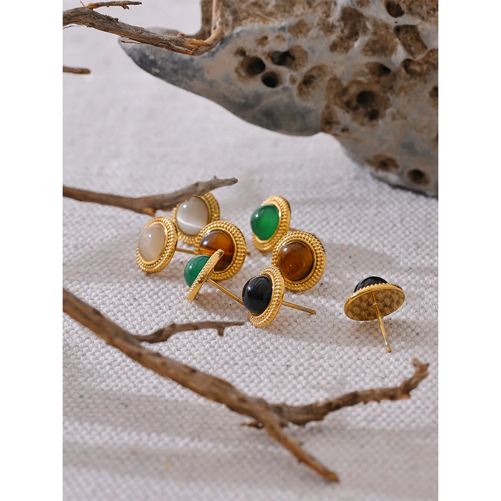 Natural Stone Gold Earrings Margot