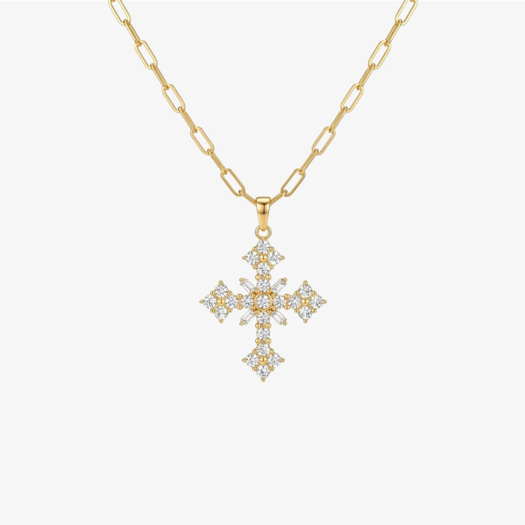 Ornate Gold Cross Necklace Margot