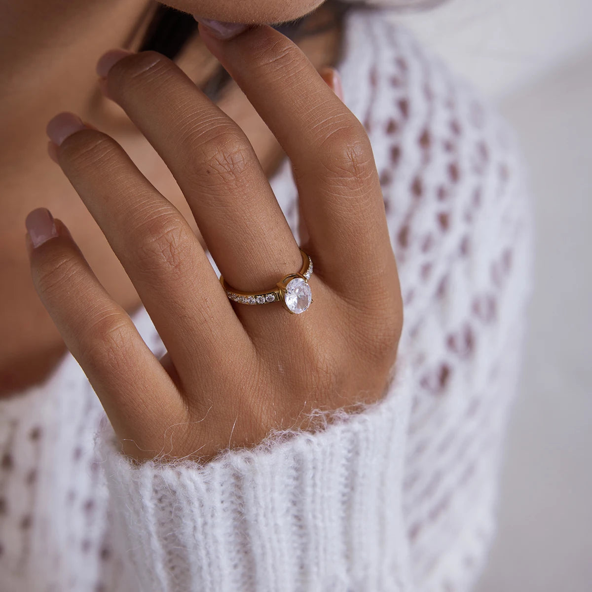 Oval Gold Solitaire Engagement Ring Margot