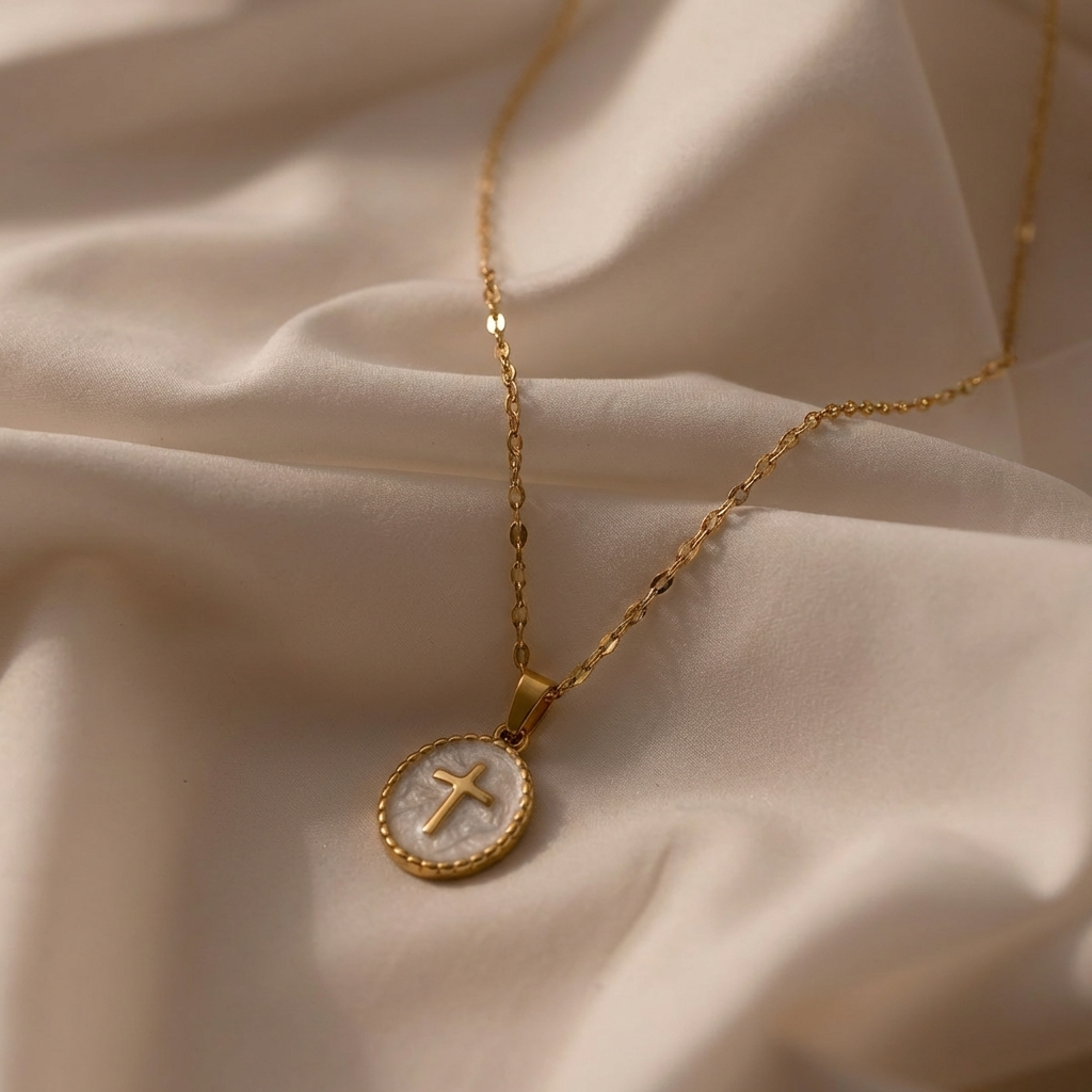 Pastel Cross Necklace Gold Margot