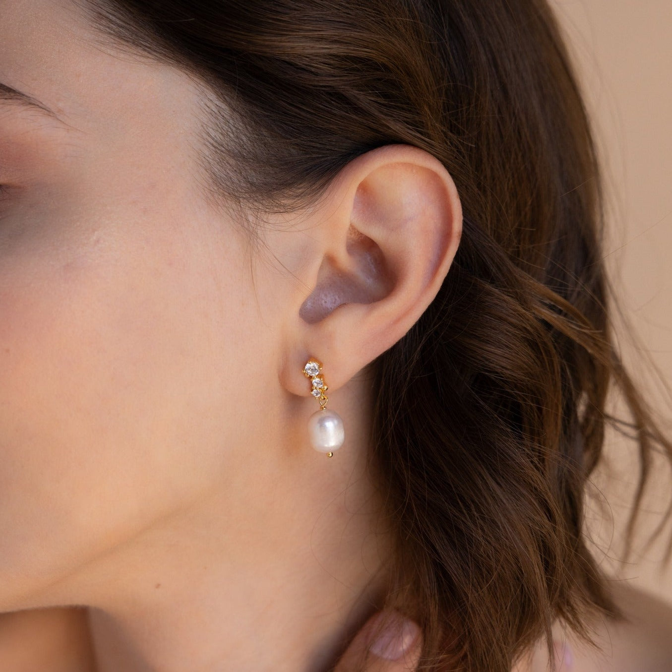 Pearl and Diamond Drop Earrings Margot