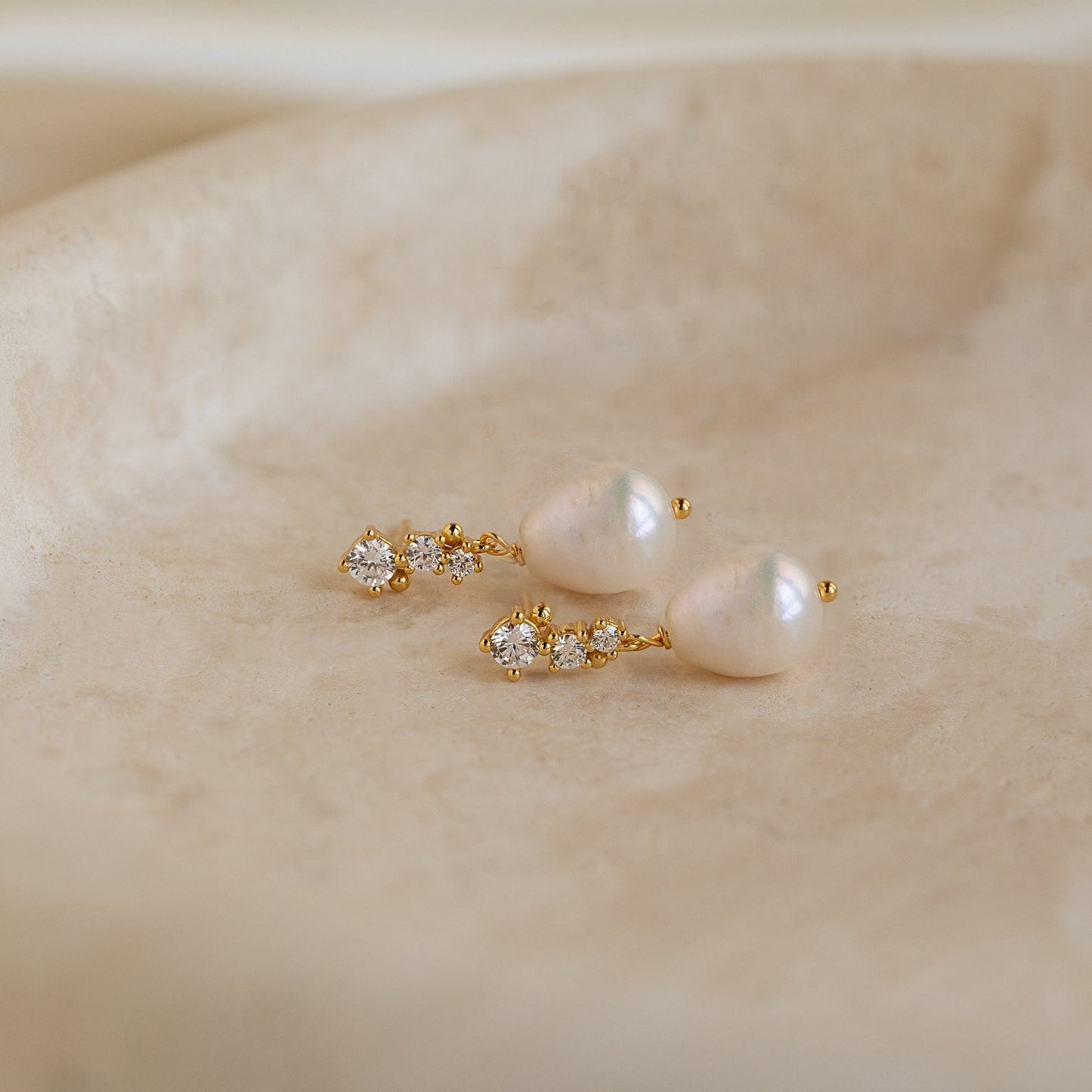 Pearl and Diamond Drop Earrings Margot