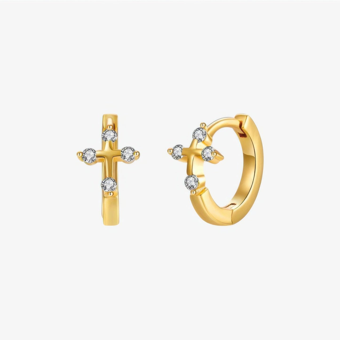 Polished Gold Cross Earrings Margot