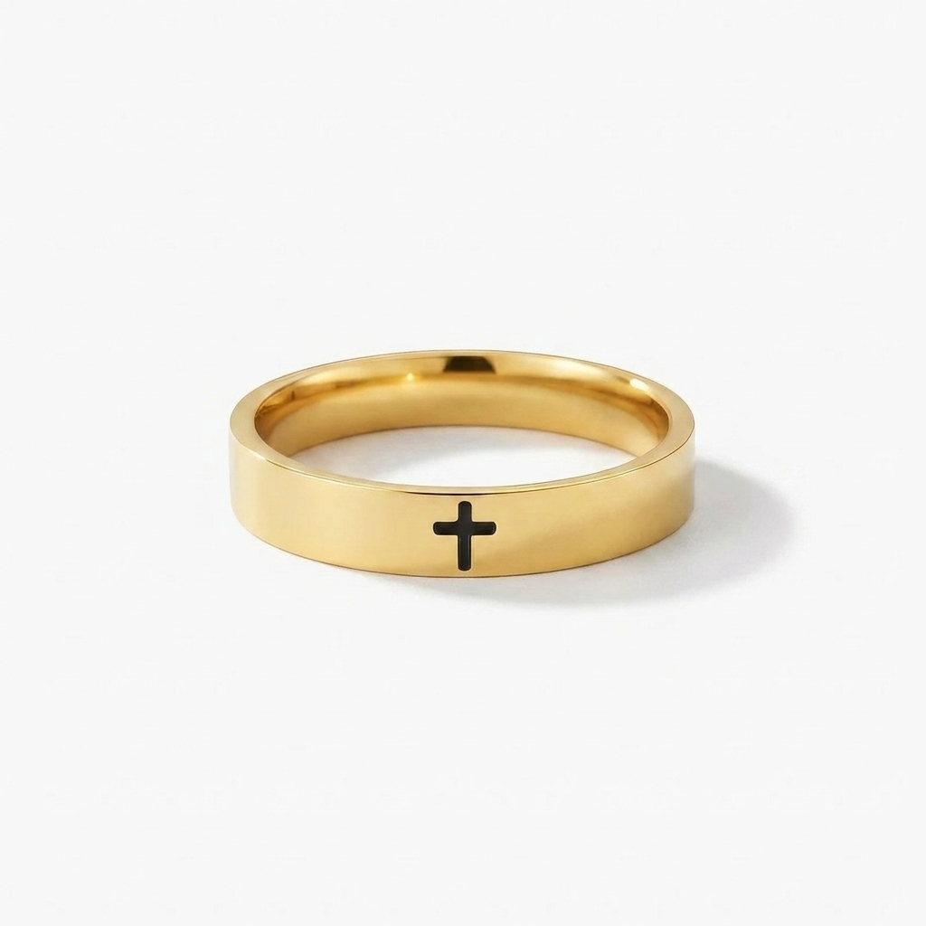 Polished Gold Cross Ring Margot