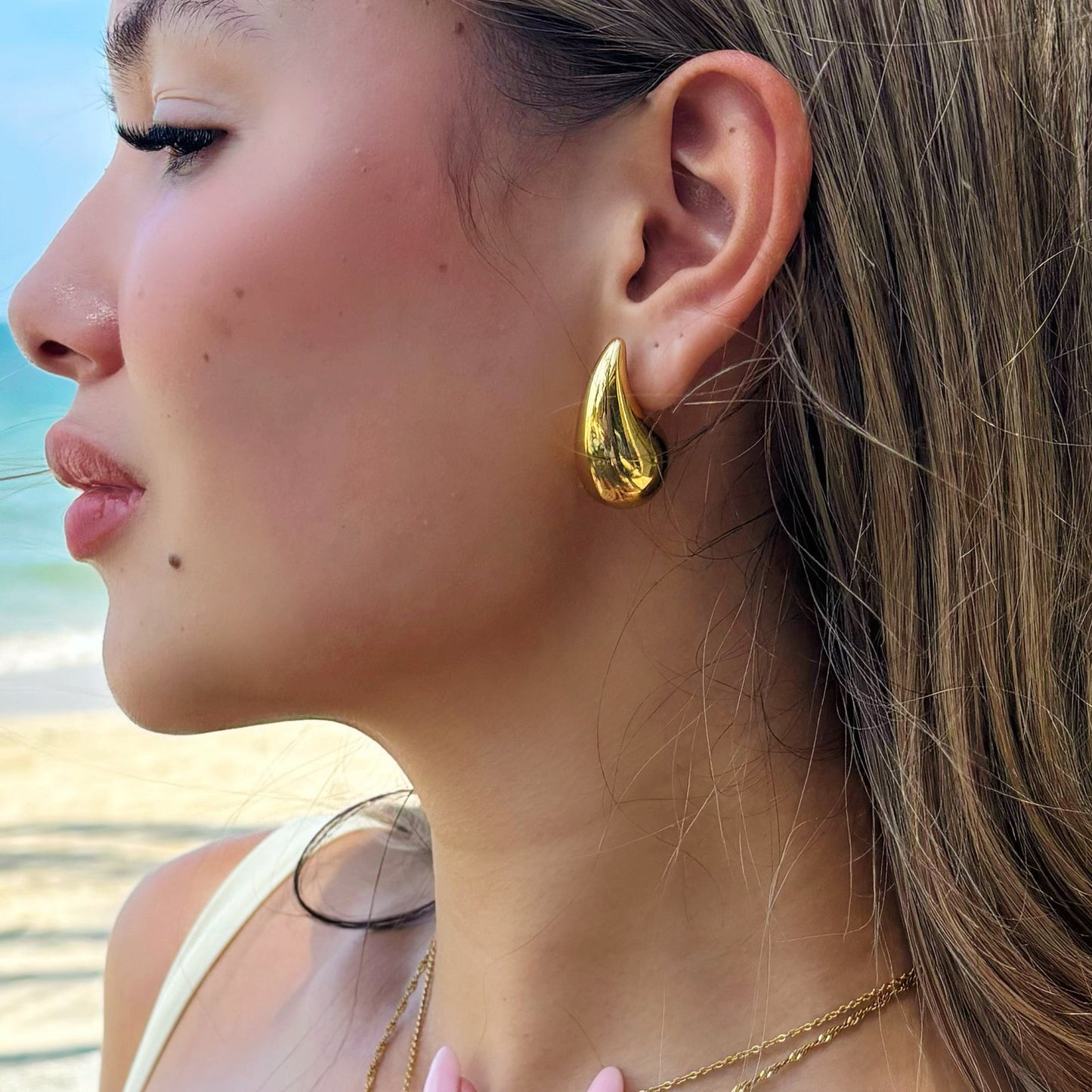 Polished Gold Teardrop Earrings Margot