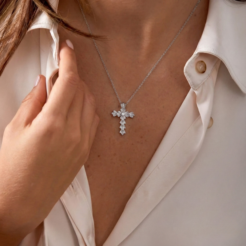 Radiant Gold Cross Necklace Margot