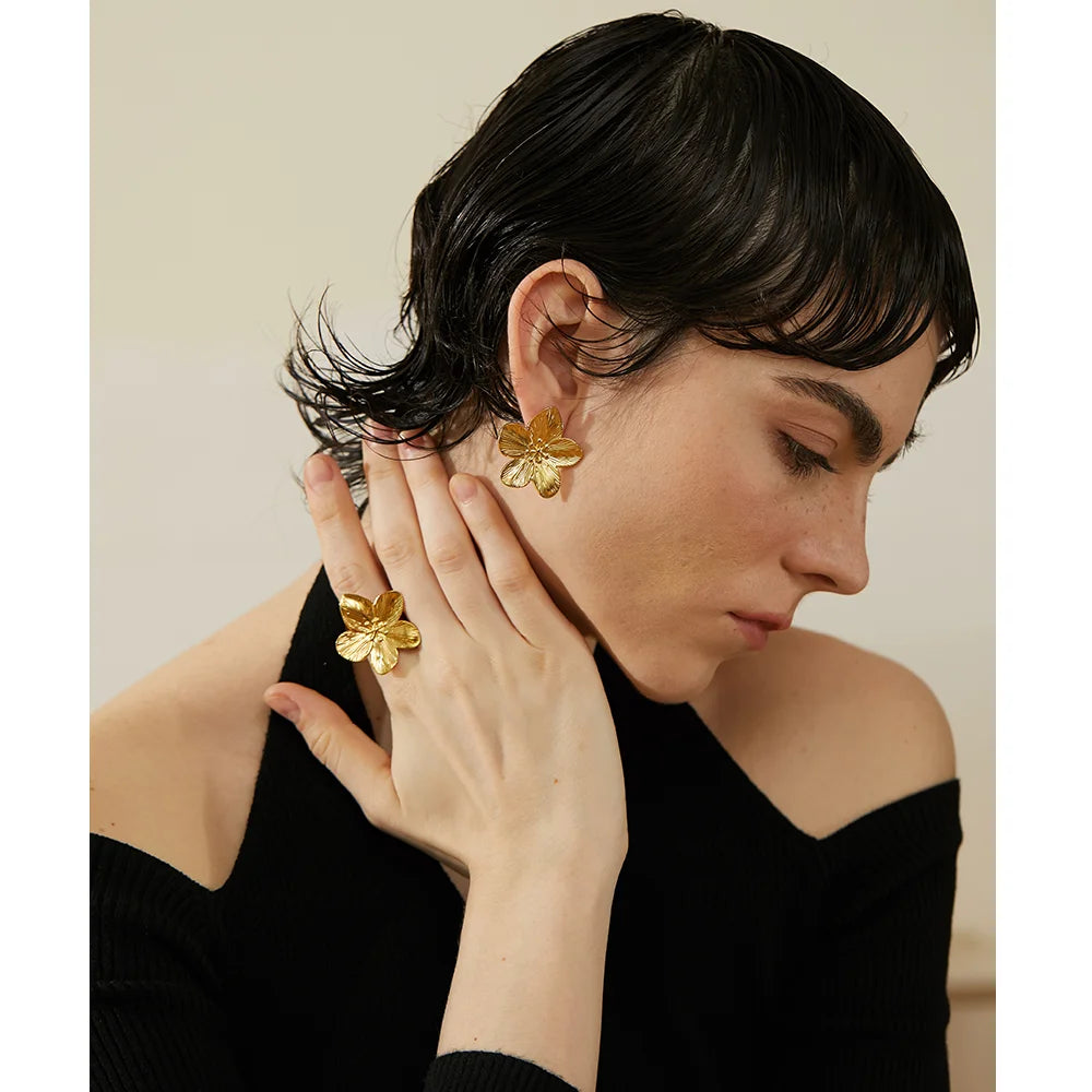 Radiant Gold Flower Earrings Margot