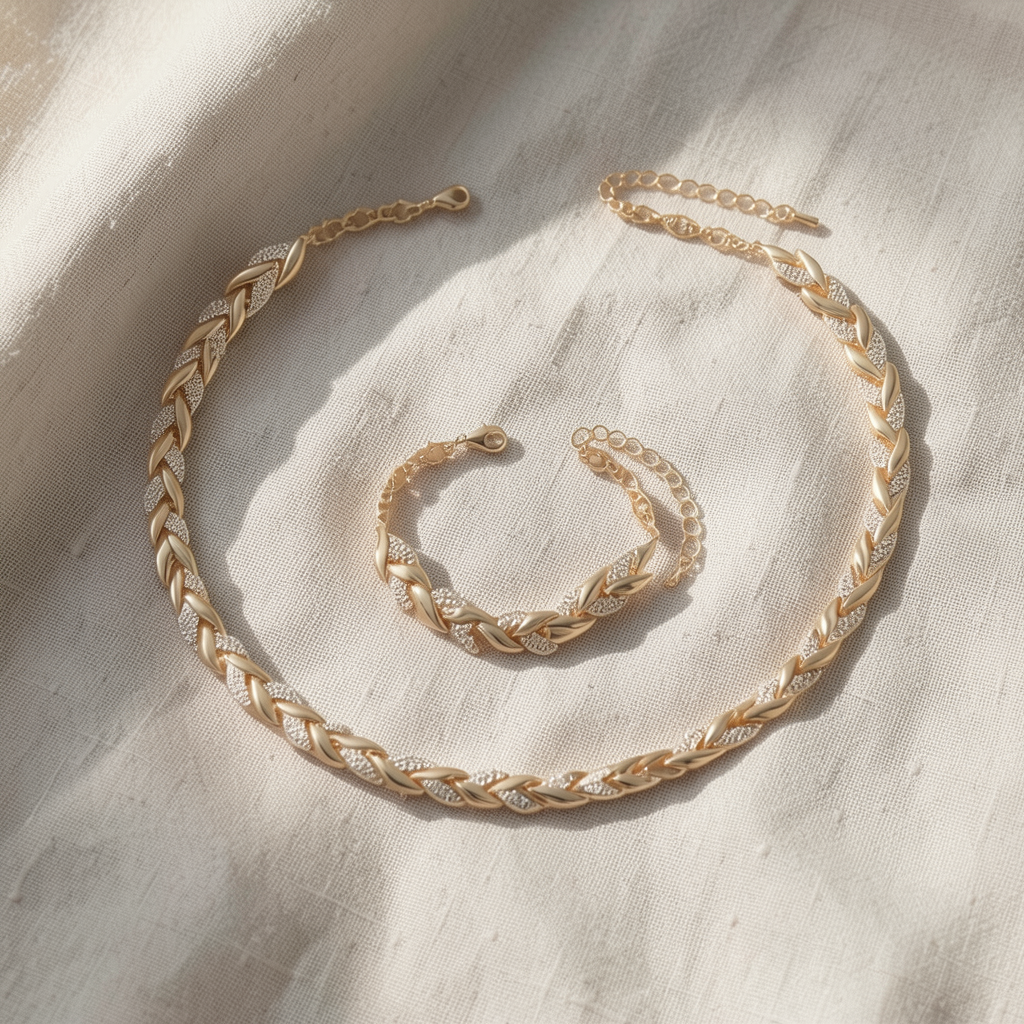 Rhinestone Fish Tail Jewelry Set Gold Margot