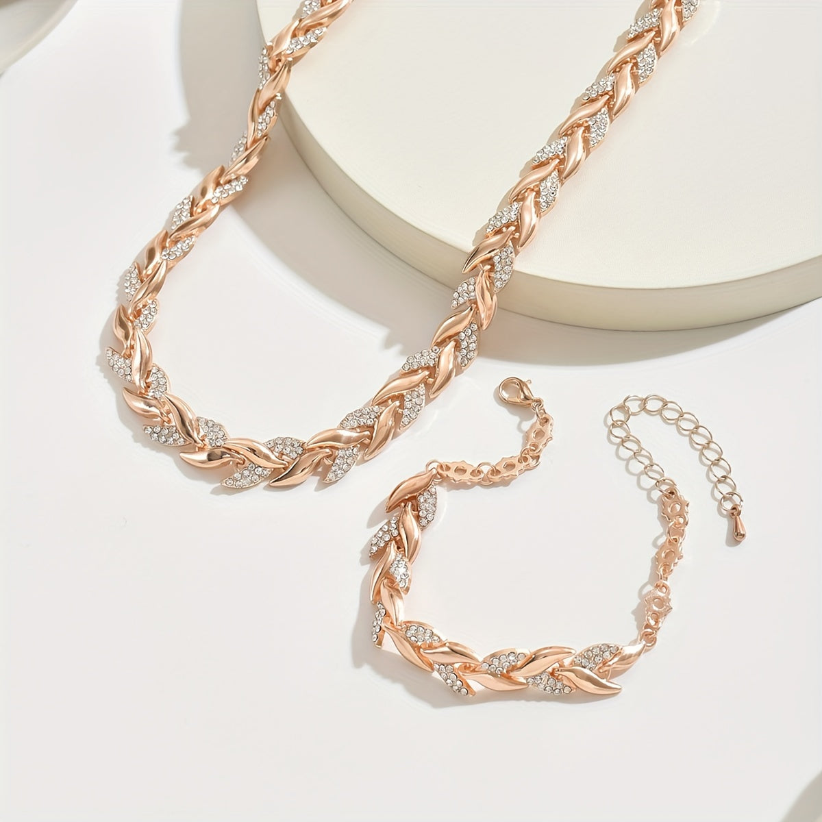 Rhinestone Fish Tail Jewelry Set Gold Margot