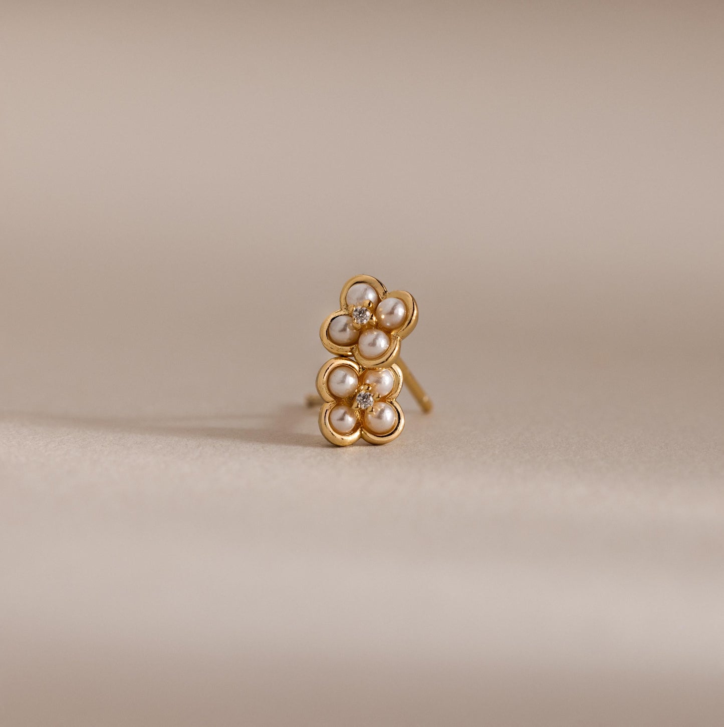Rounded Pearl Floral Earrings Margot