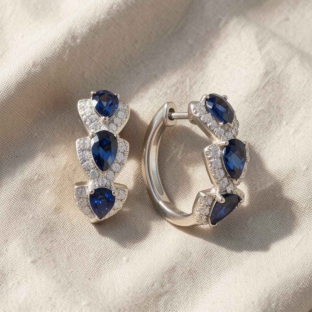 Sapphire Crest Earrings Gold Margot