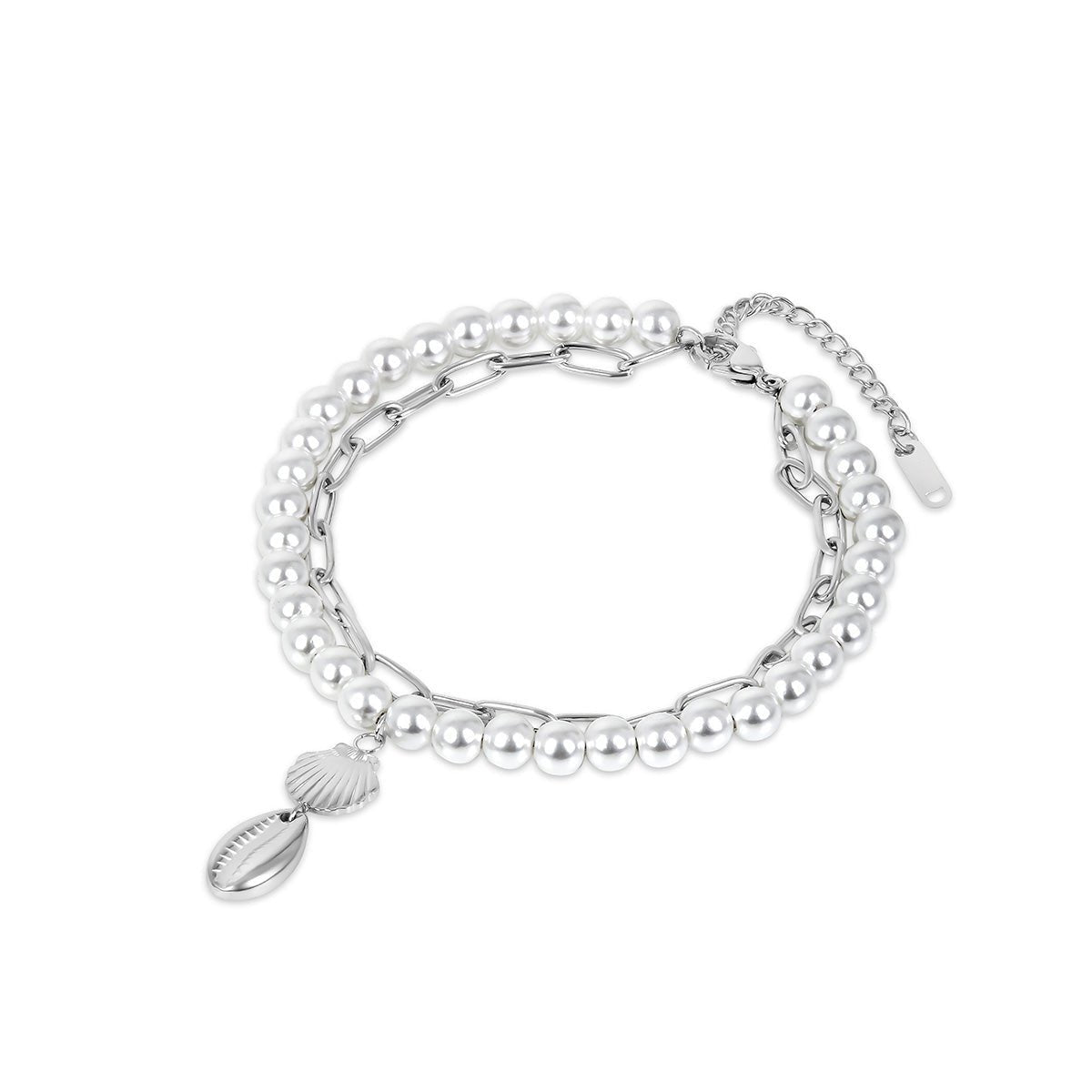 Shiny Silver Pearl Anklet Margot