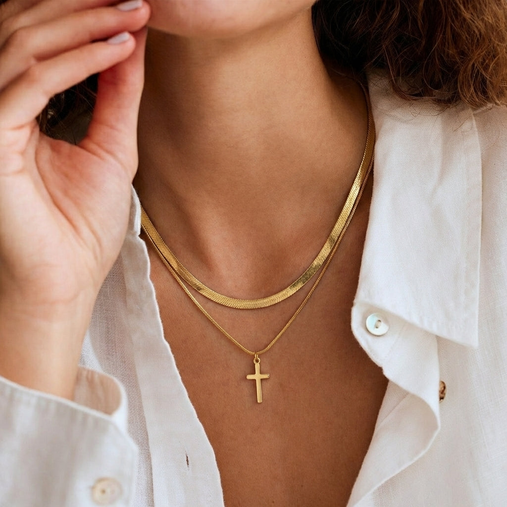 Sleek Gold Cross Necklace Margot
