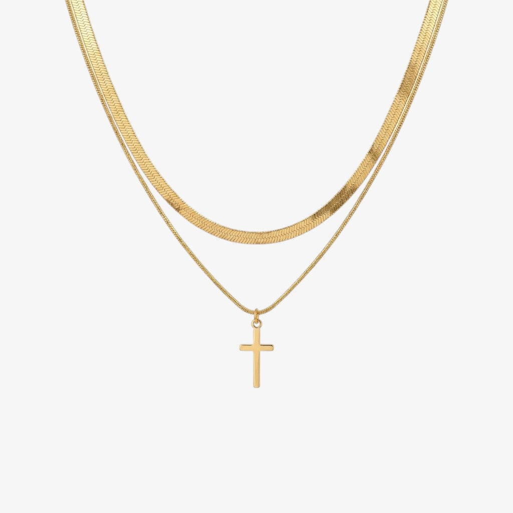 Sleek Gold Cross Necklace Margot