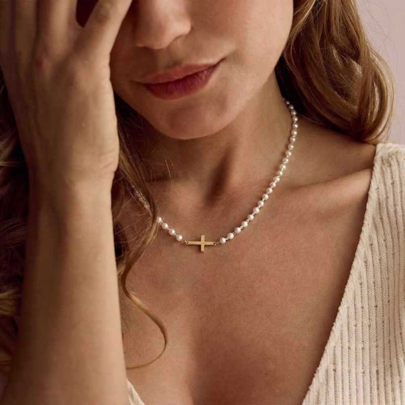 Sleek Gold Cross Necklace Margot