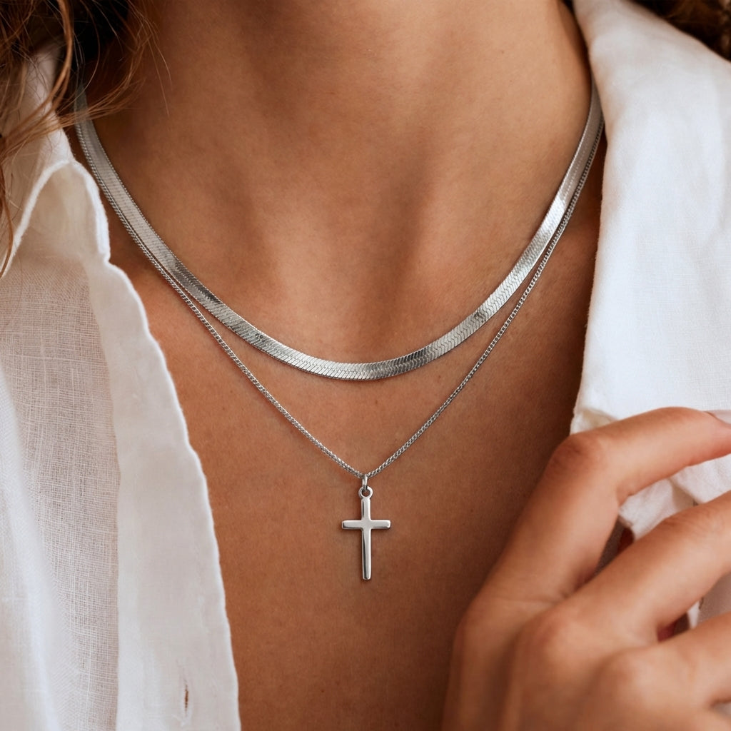 Sleek Gold Cross Necklace Margot