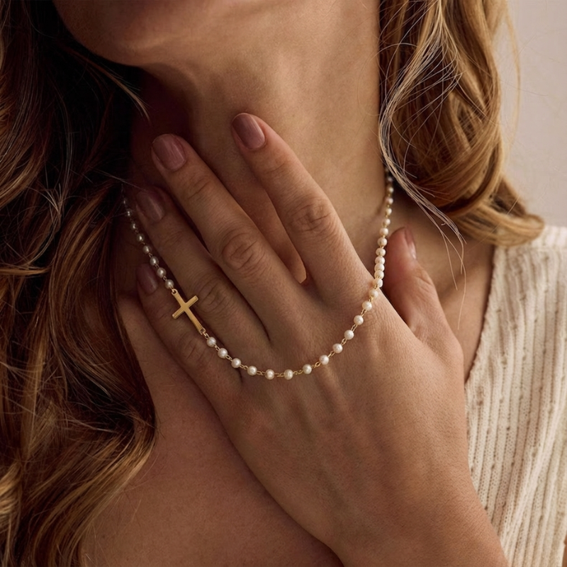 Sleek Gold Cross Necklace Margot