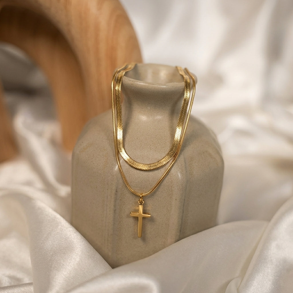 Sleek Gold Cross Necklace Margot