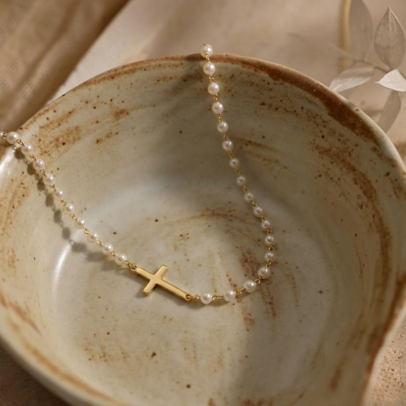 Sleek Gold Cross Necklace Margot