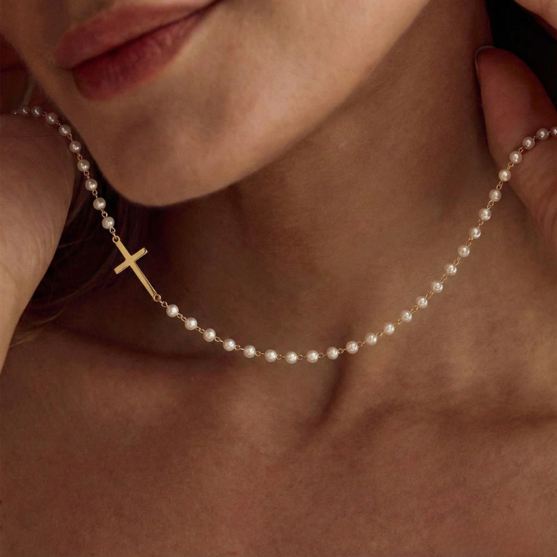 Sleek Gold Cross Necklace Margot