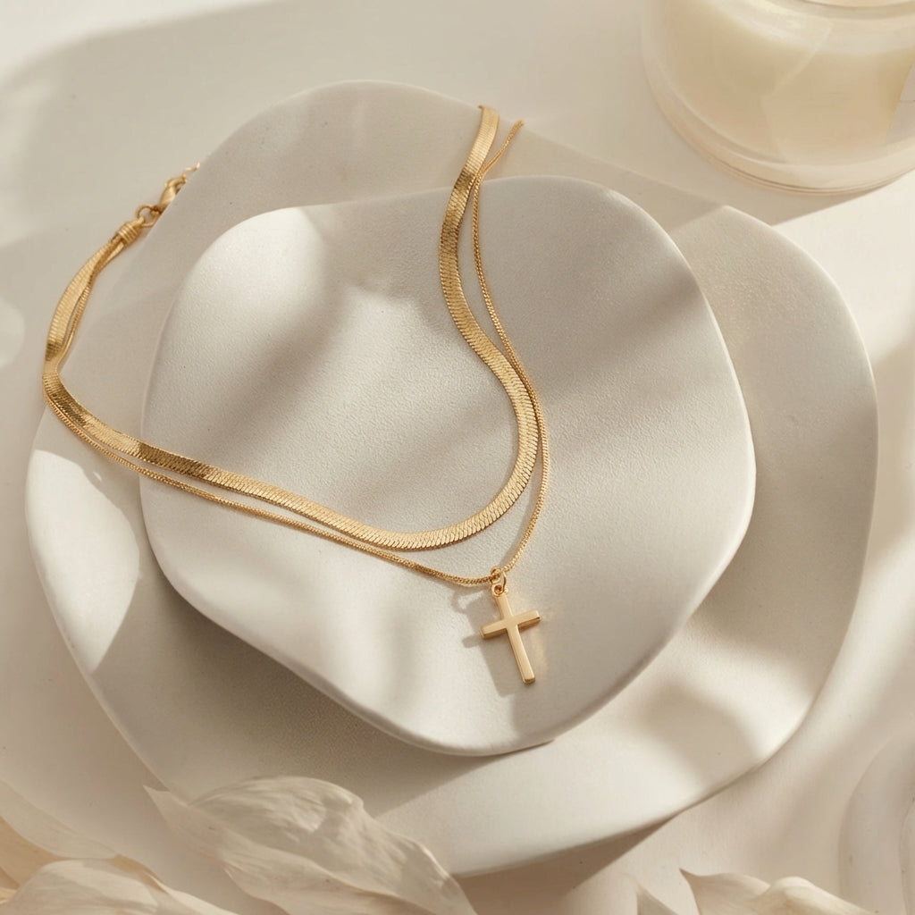 Sleek Gold Cross Necklace Margot