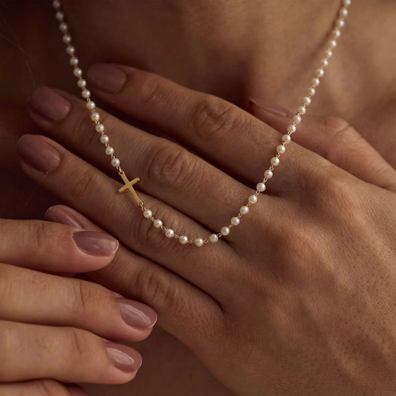 Sleek Gold Cross Necklace Margot