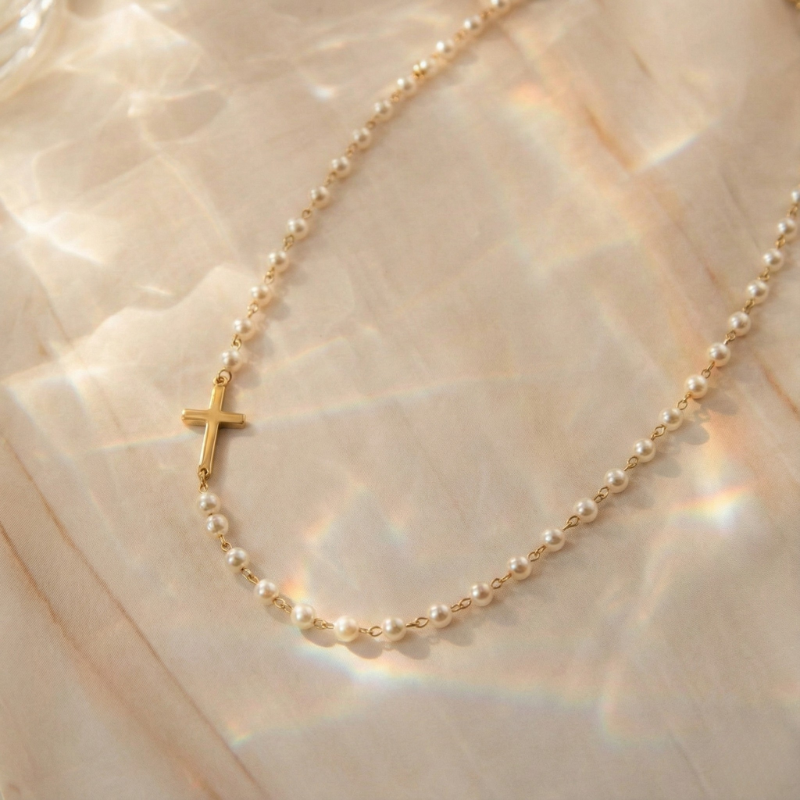 Sleek Gold Cross Necklace Margot