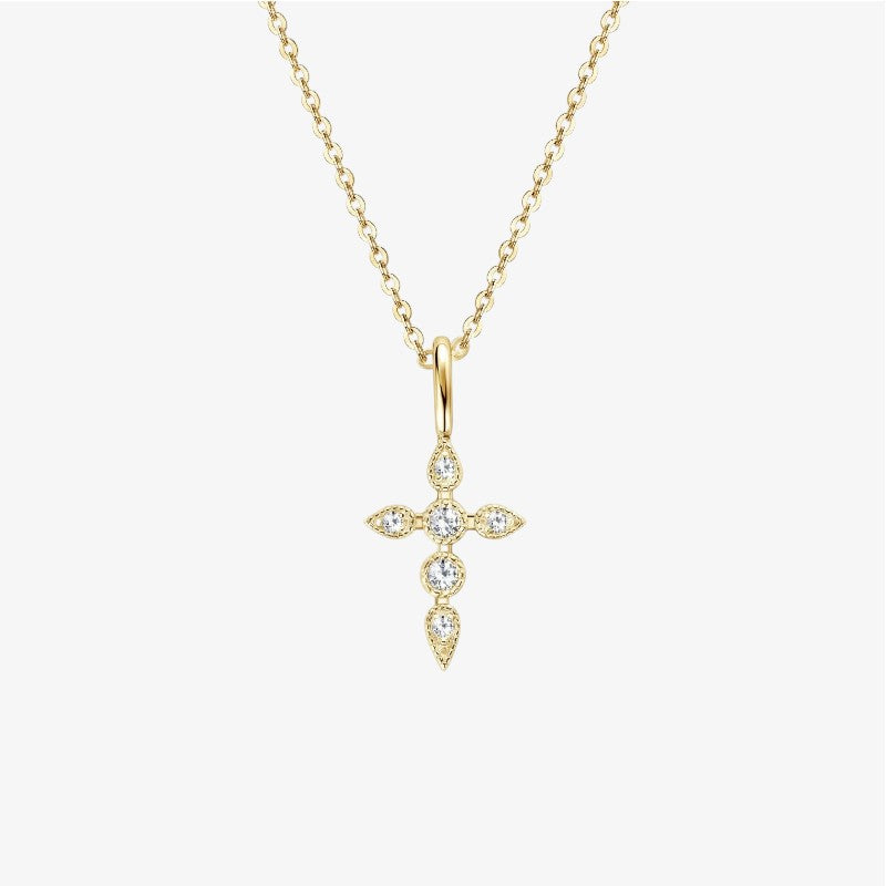 Sparkling Gold Cross Necklace Margot