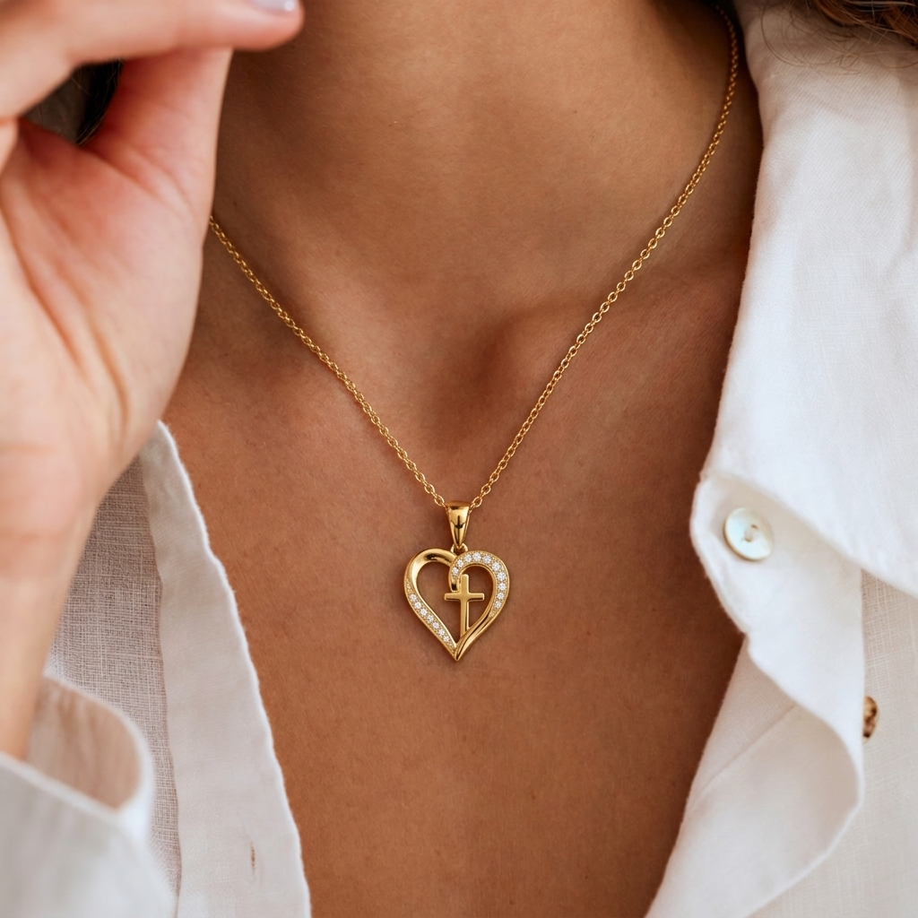 Sparkling Gold Cross Necklace Margot