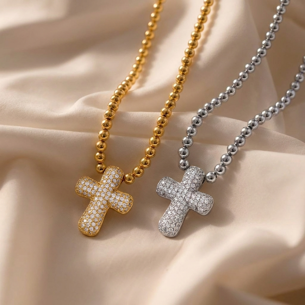 Sparkling Gold Cross Necklace Margot