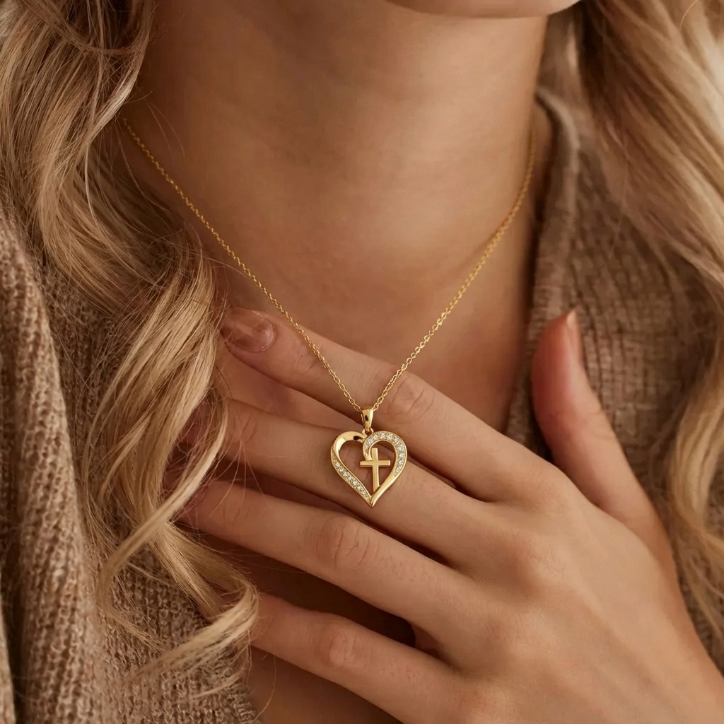 Sparkling Gold Cross Necklace Margot