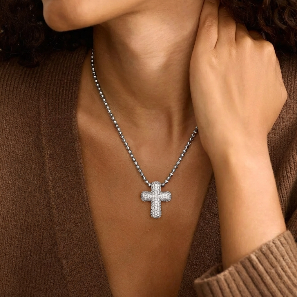 Sparkling Gold Cross Necklace Margot