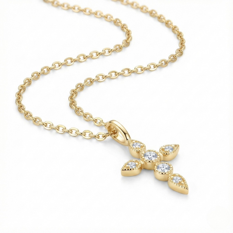 Sparkling Gold Cross Necklace Margot
