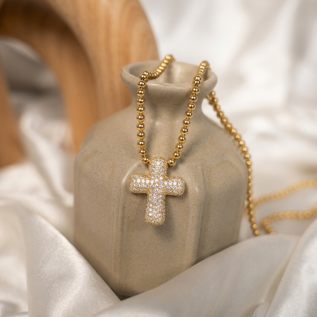 Sparkling Gold Cross Necklace Margot