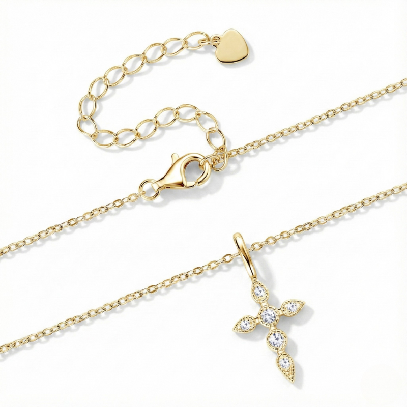 Sparkling Gold Cross Necklace Margot