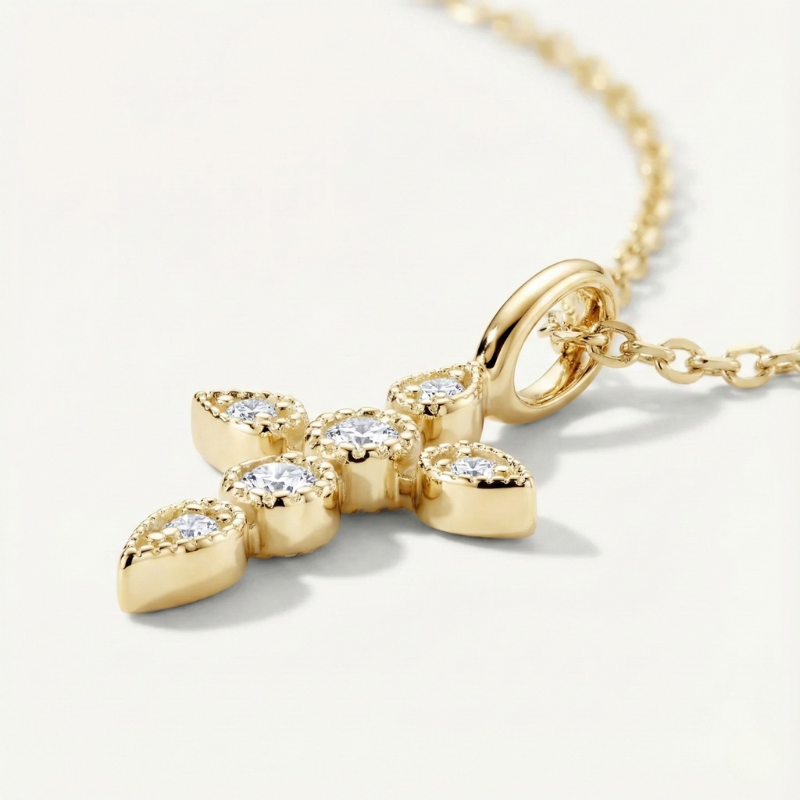 Sparkling Gold Cross Necklace Margot