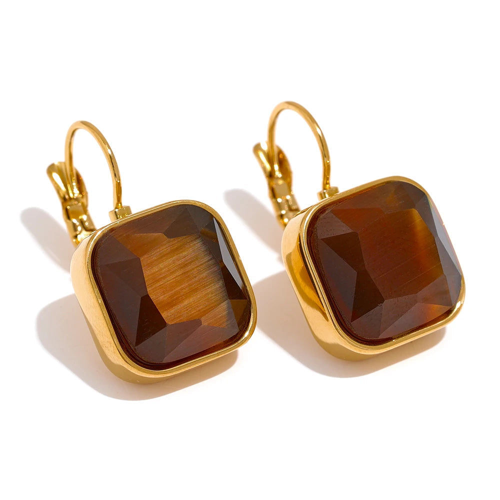 Square Gold Drop Earrings Margot