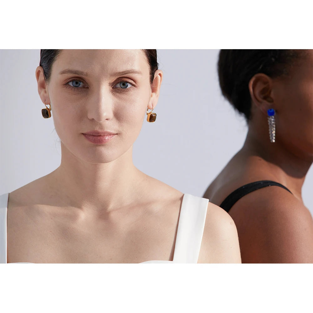 Square Gold Drop Earrings Margot