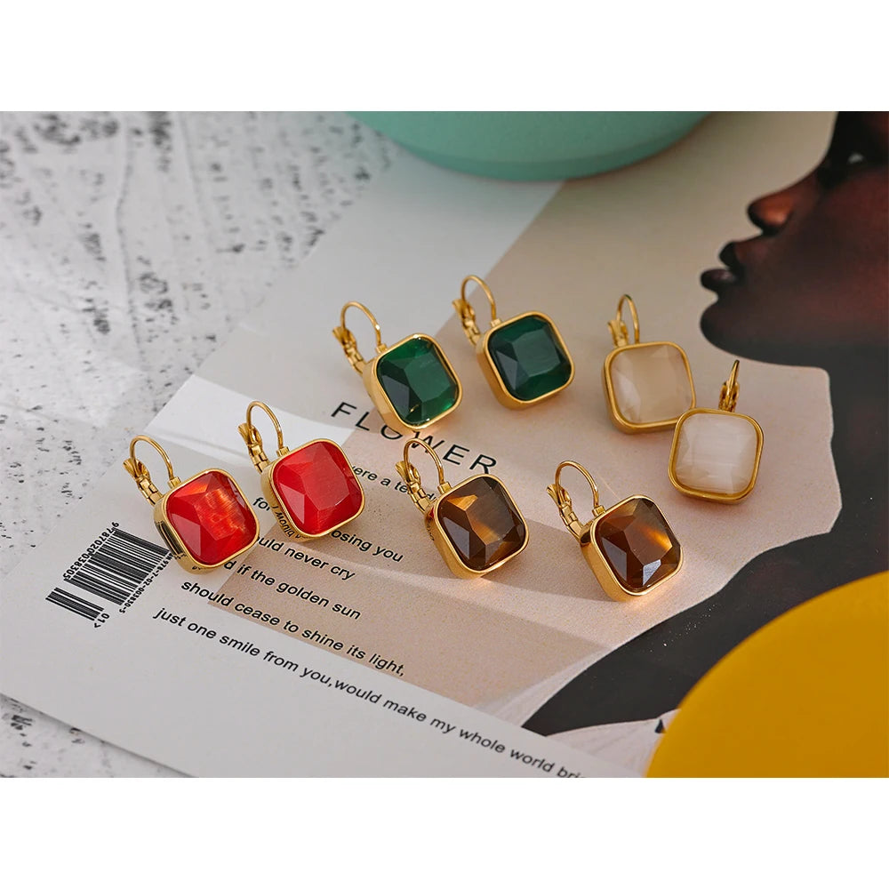 Square Gold Drop Earrings Margot